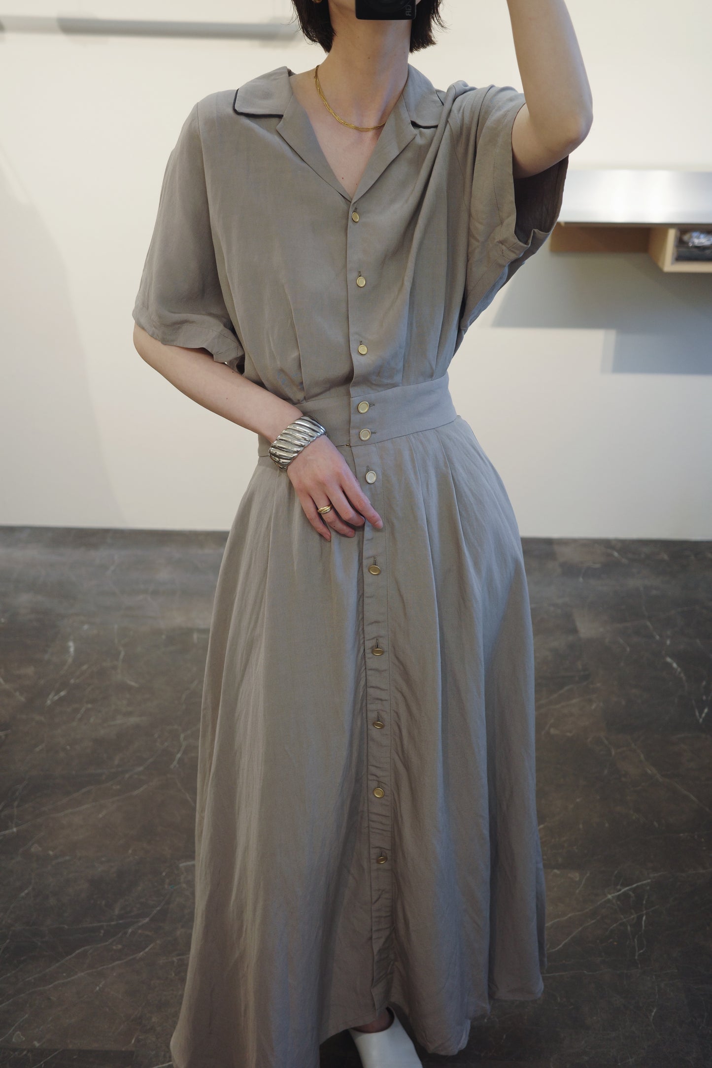 【A PUPIL】half sleeve maxi dress