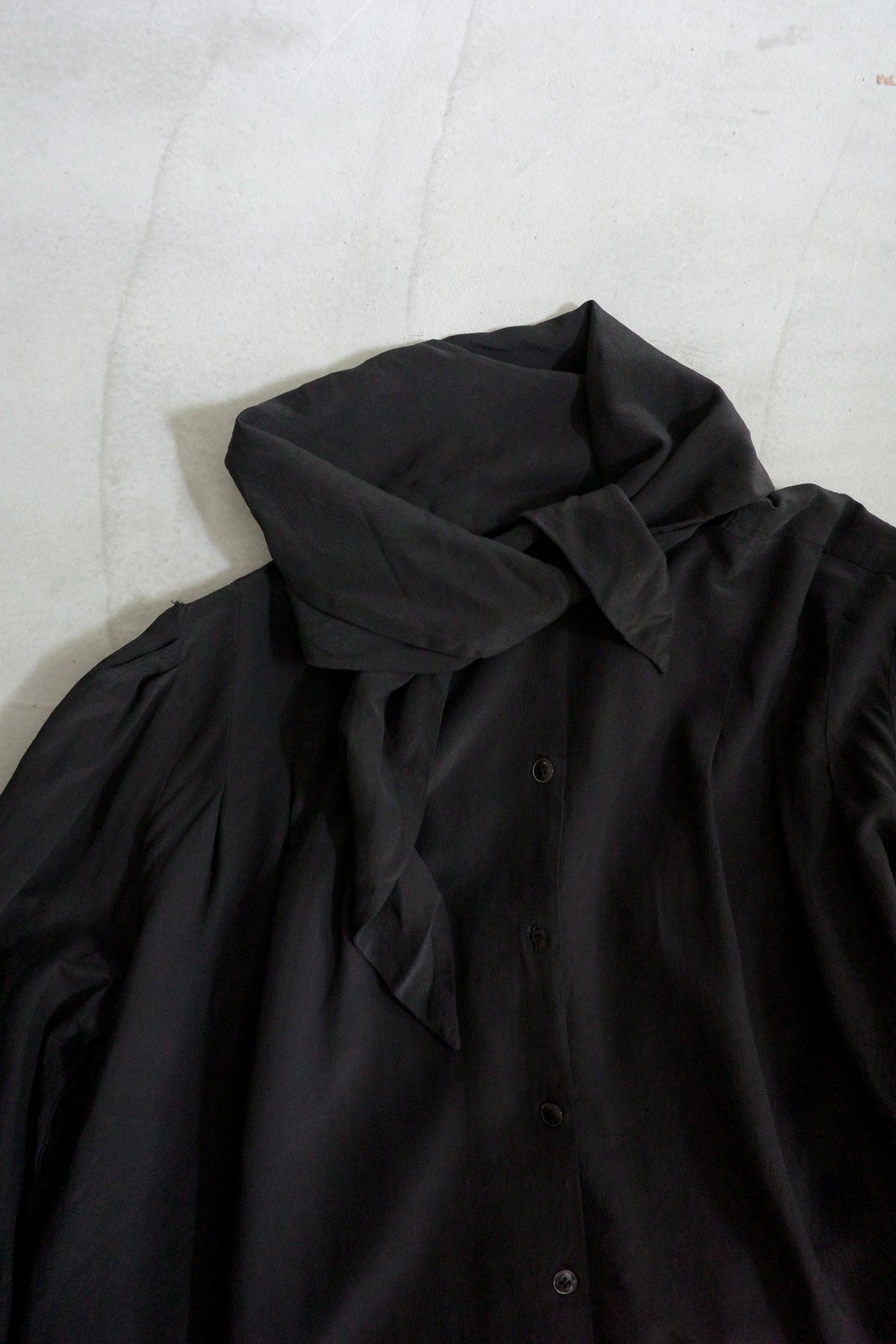 Vintage Black Scarf Collar Blouse