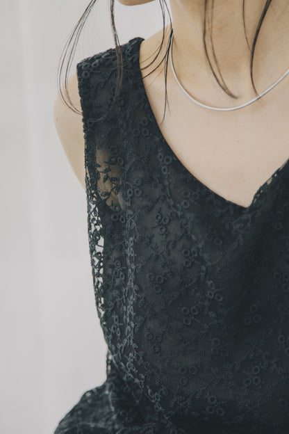 【shimmer 1st item】sleevless lace tops black ※予約商品