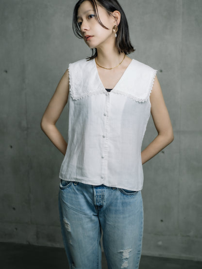 embroidery sailor linen tops