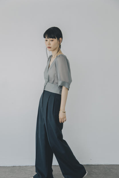 【A PUPIL shimmer別注】georgette blouse (ice gray)