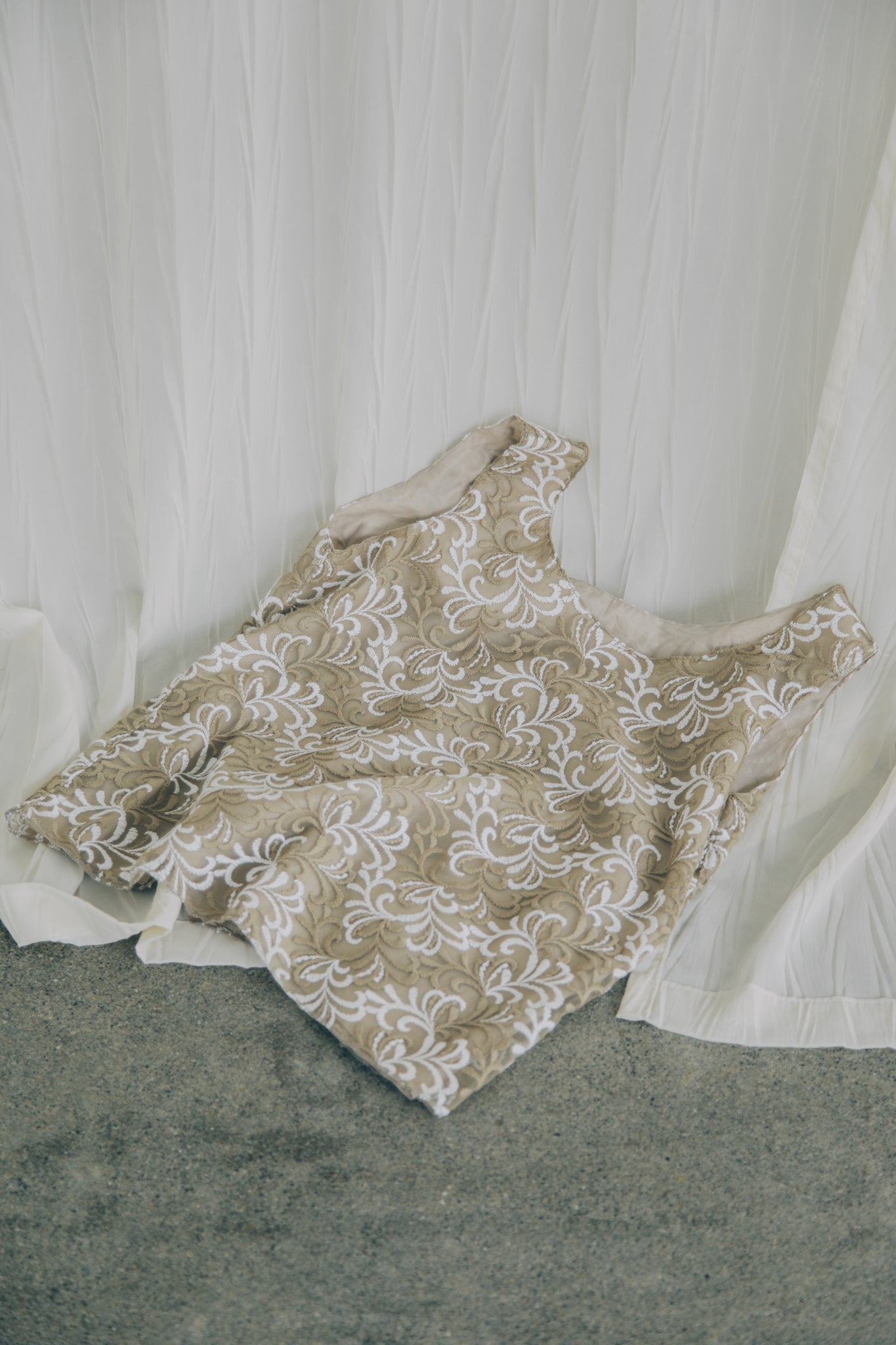 【shimmer 1st item】sleevless lace tops (brown&white) ※予約商品