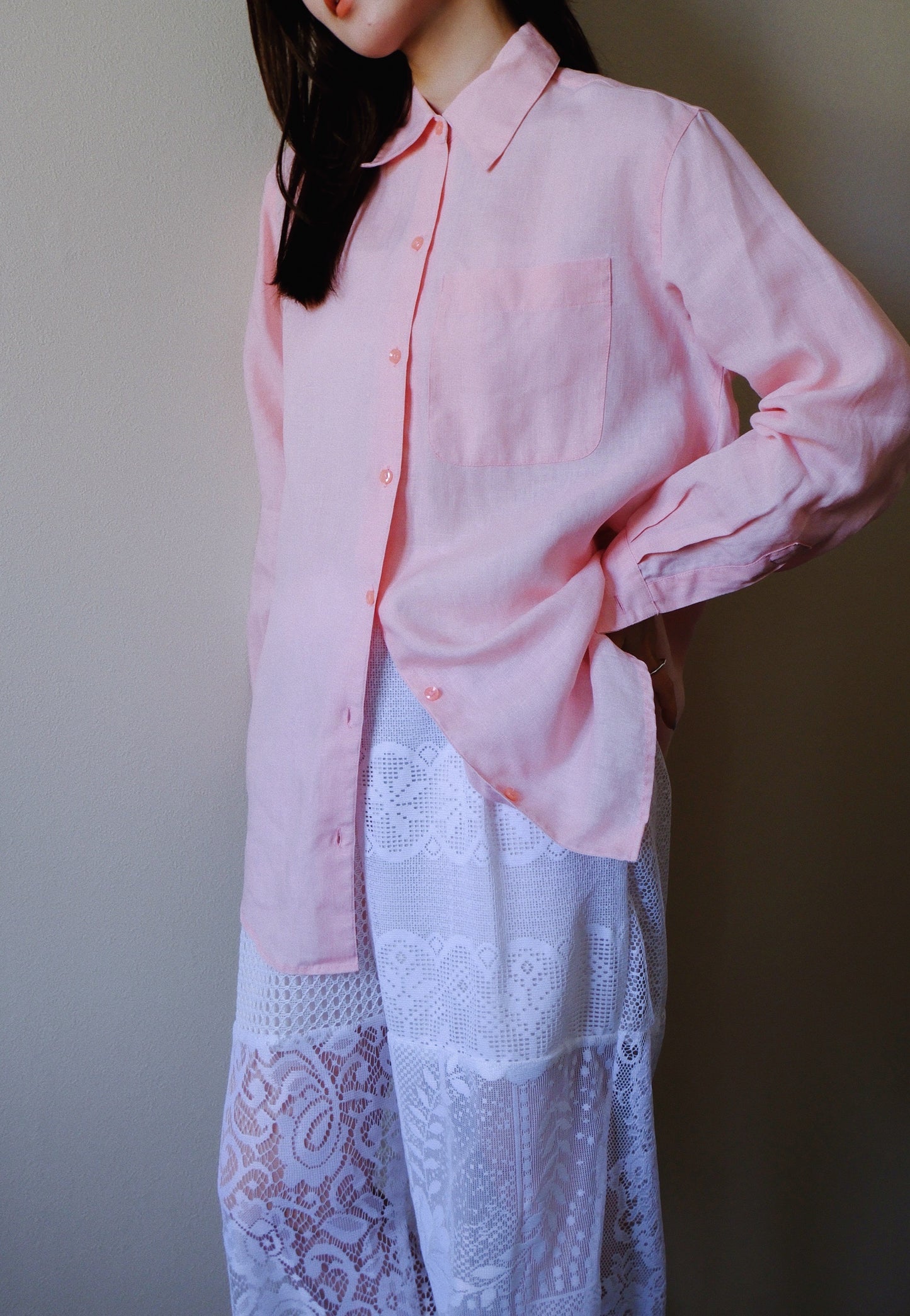 linen sweet pink shirt