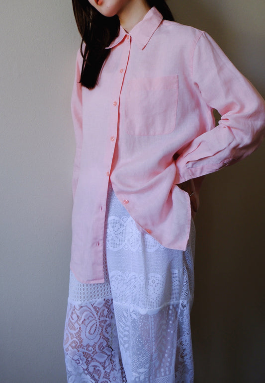 linen sweet pink shirt