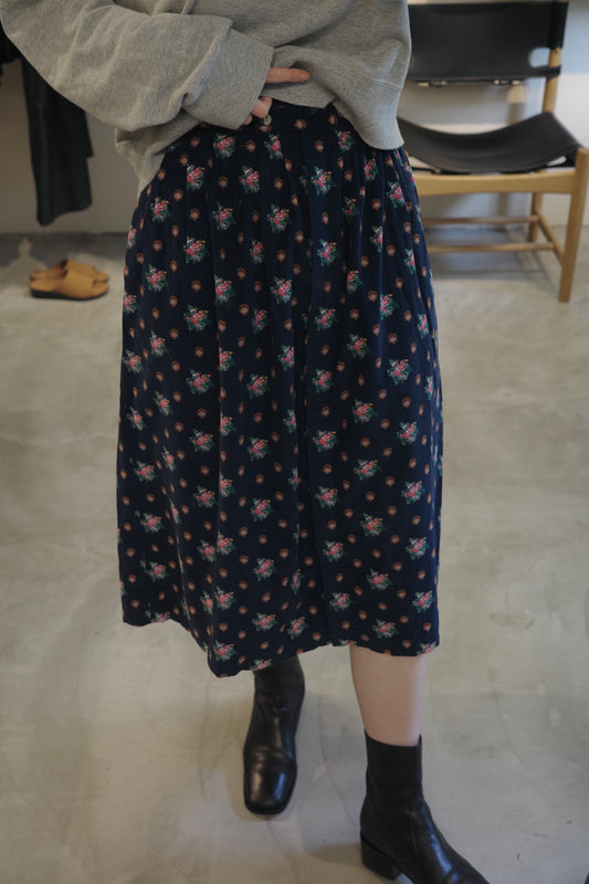 Vintage Flower Corduroy Skirt