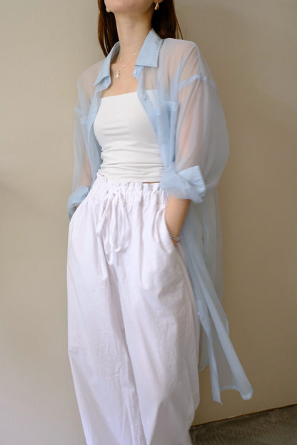 Vintage White Sheer Contrast Shirt