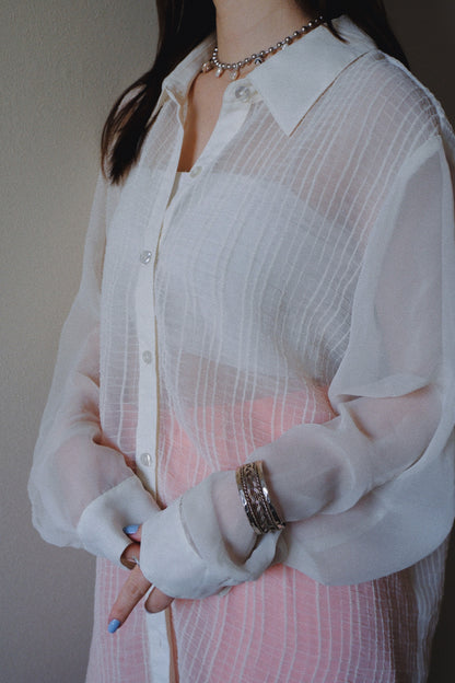big pattern sheer shirt