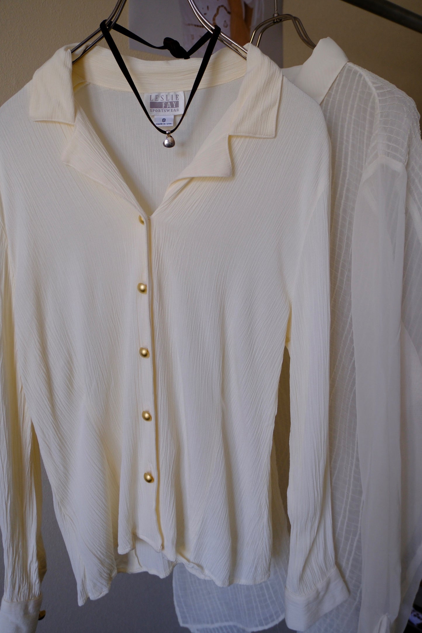 Gold button sheer blouse