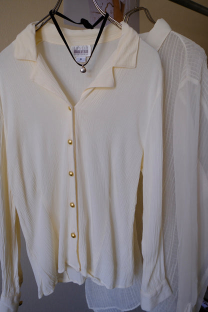 Gold button sheer blouse