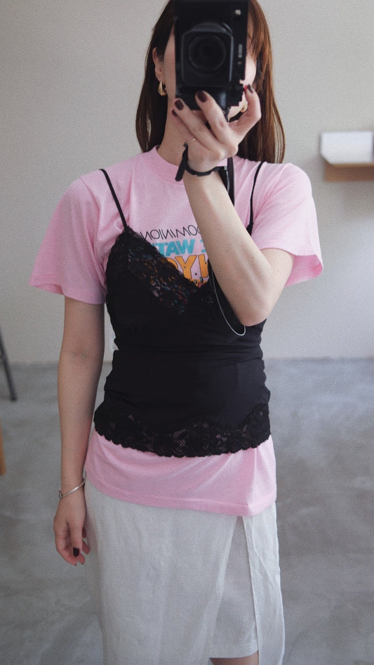 Vintage Black Lace Trim Camisole