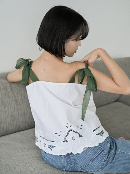 'Re•lace' green ribbon tops