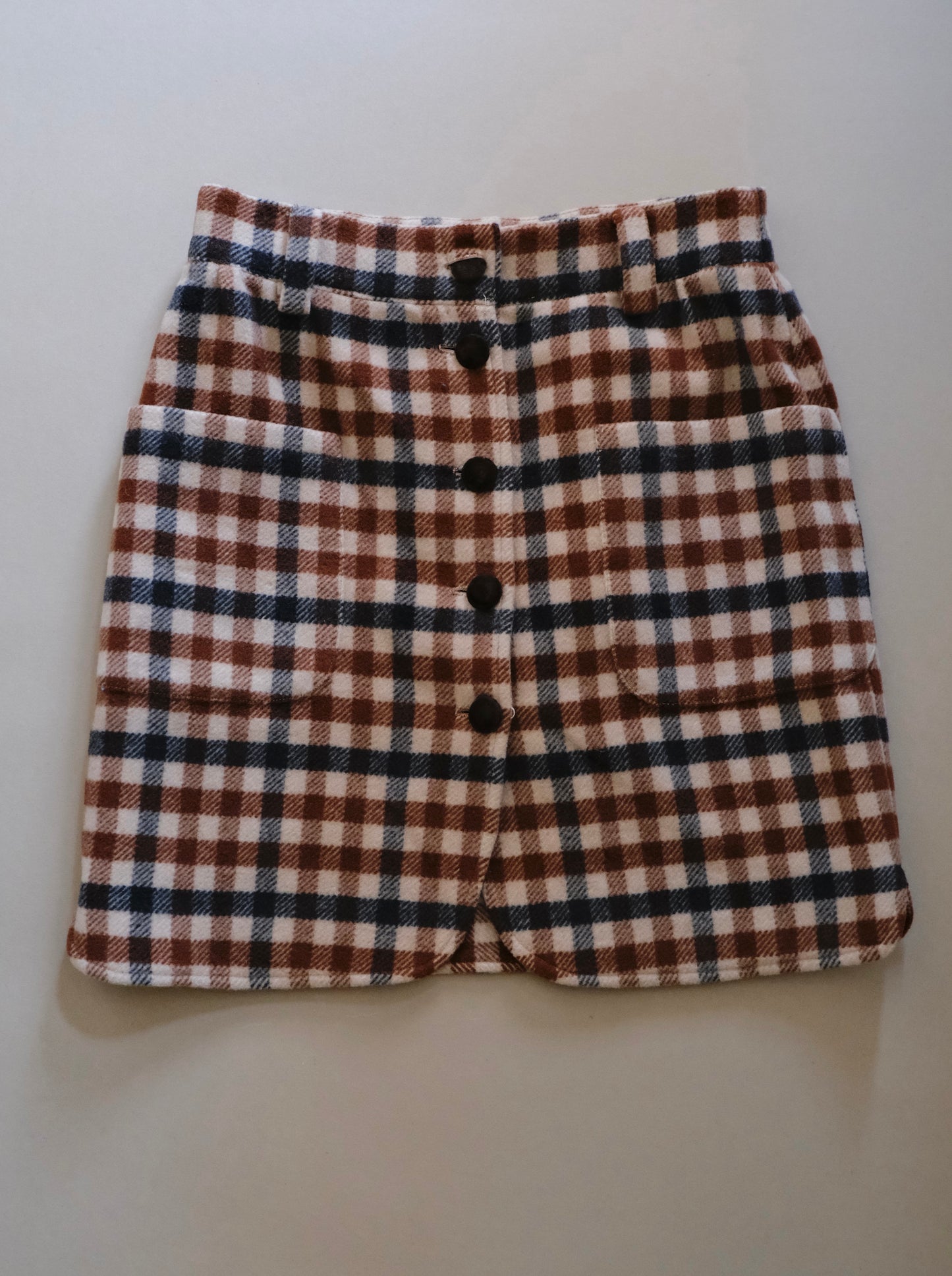 brown check mini skirt