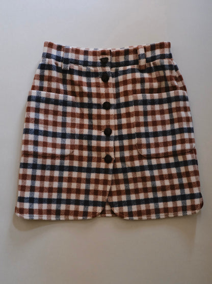 brown check mini skirt