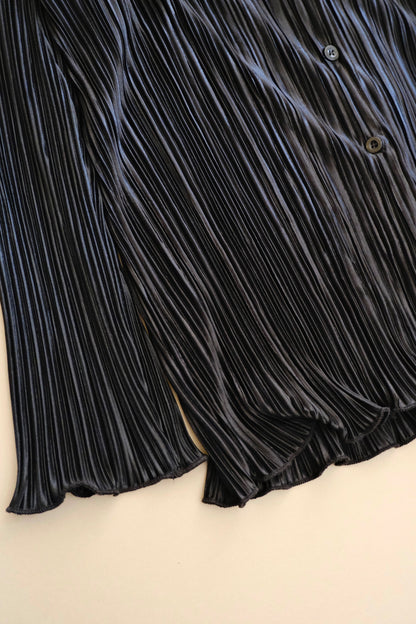 pleats black shirt jacket