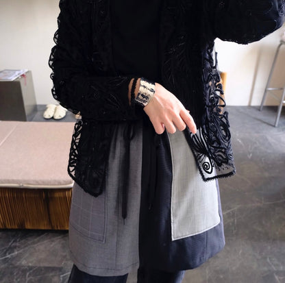 〈remake〉wool patch work mini skirt