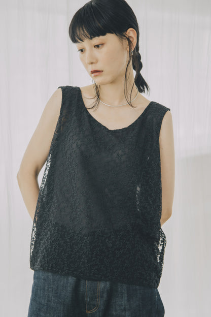 【shimmer 1st item】sleevless lace tops black ※予約商品