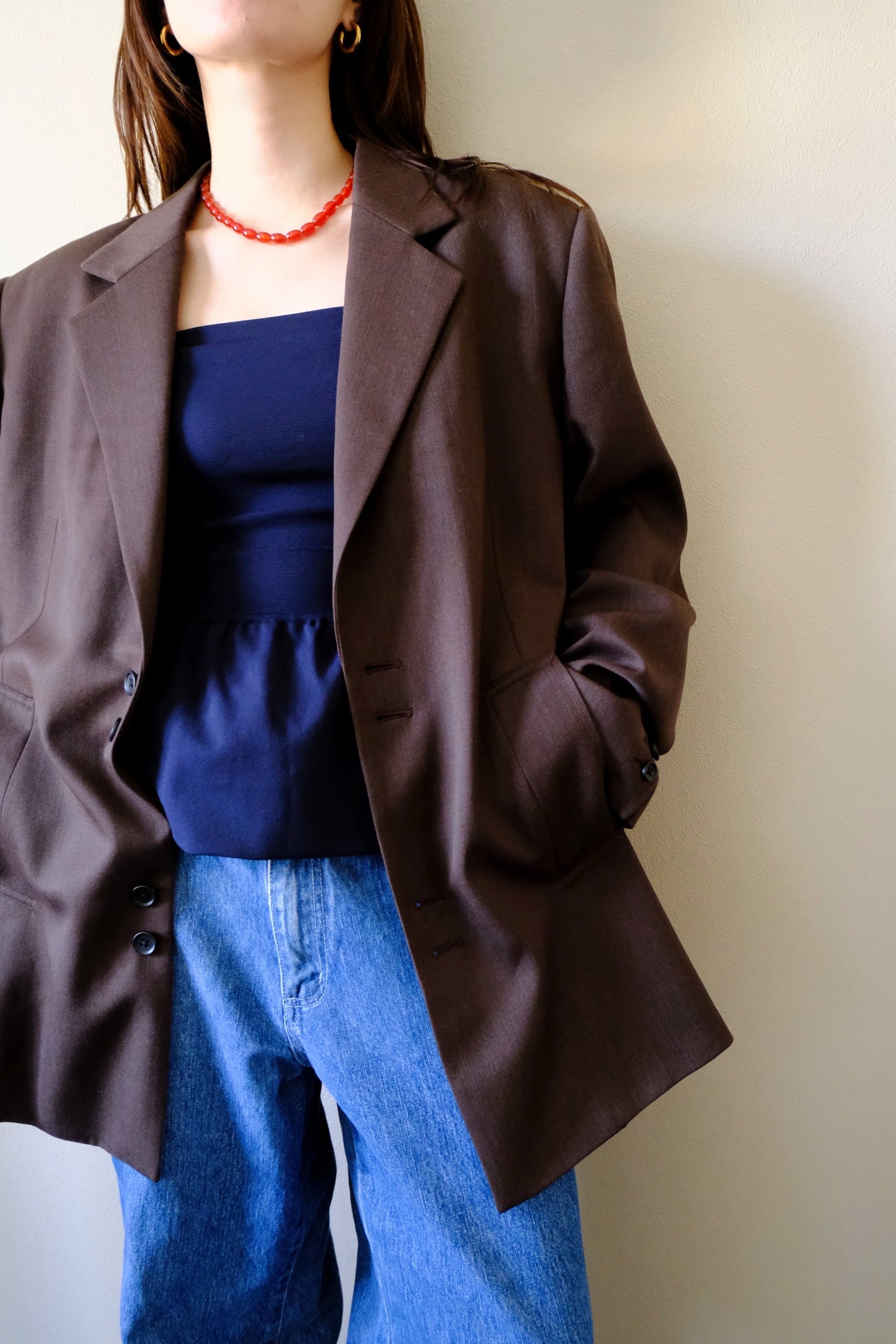 LÖWER 26ss / 18G smooth peplum bare top