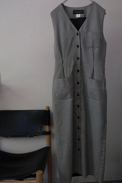 Houndstooth Check Sleeveless Dress