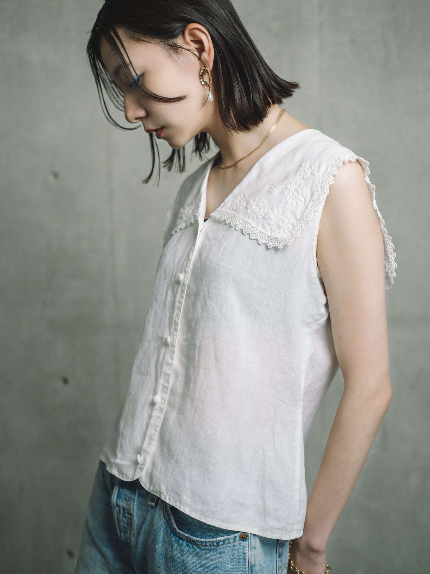 embroidery sailor linen tops