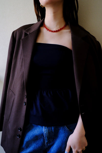 LÖWER 26ss / 18G smooth peplum bare top