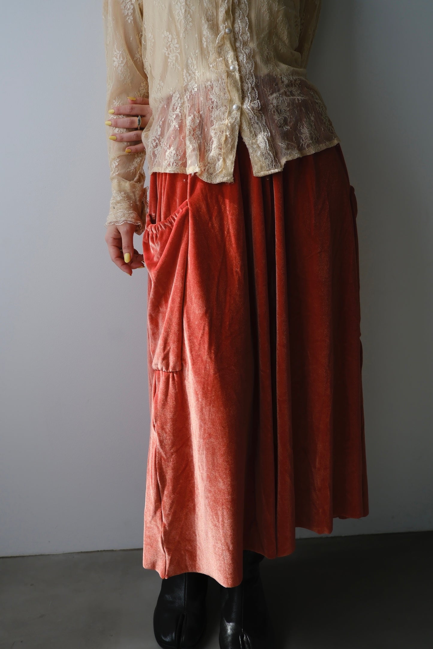 orange velor skirt