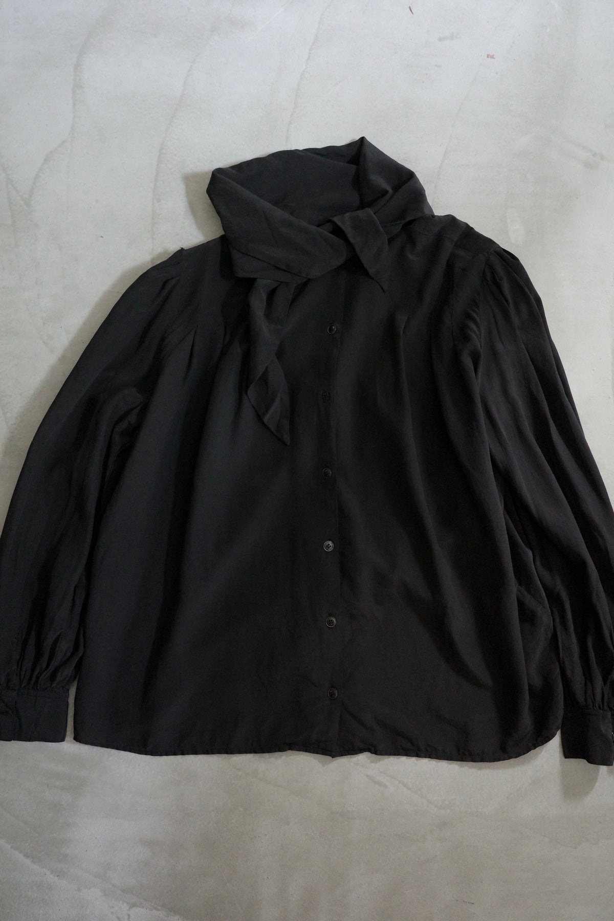 Vintage Black Scarf Collar Blouse
