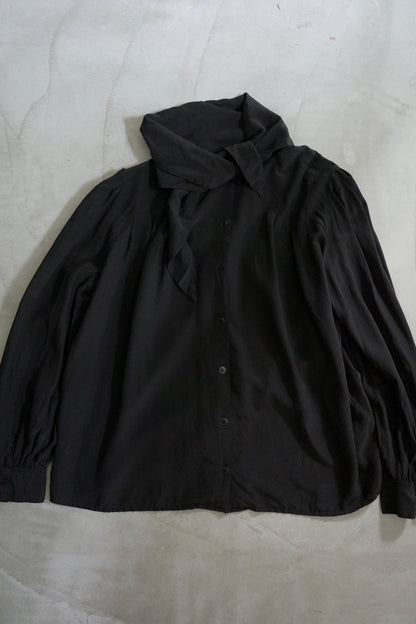 Vintage Black Scarf Collar Blouse