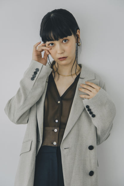 【A PUPIL shimmer別注】georgette blouse (brown)