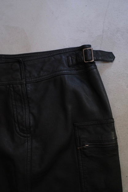 Leather Cargo Mini Skirt