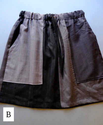 〈remake〉wool patch work mini skirt
