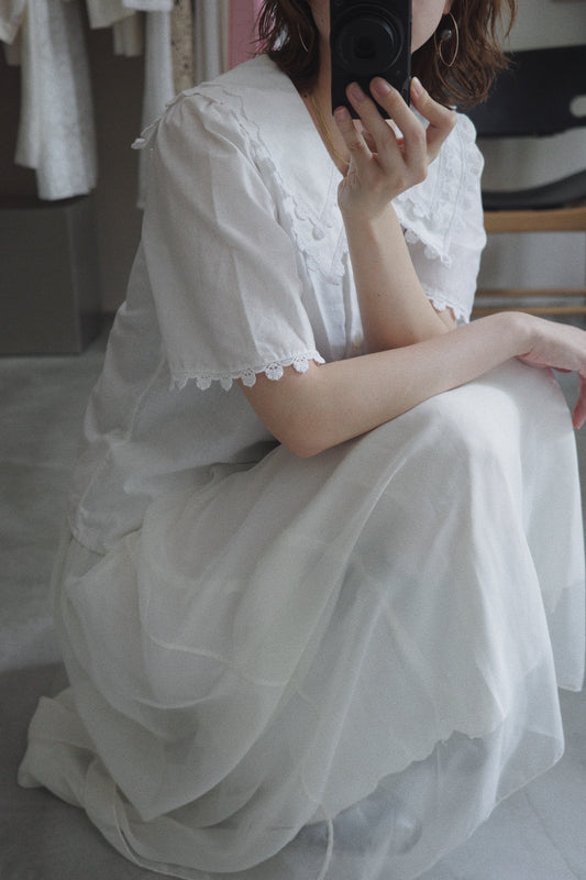 double collar white blouse
