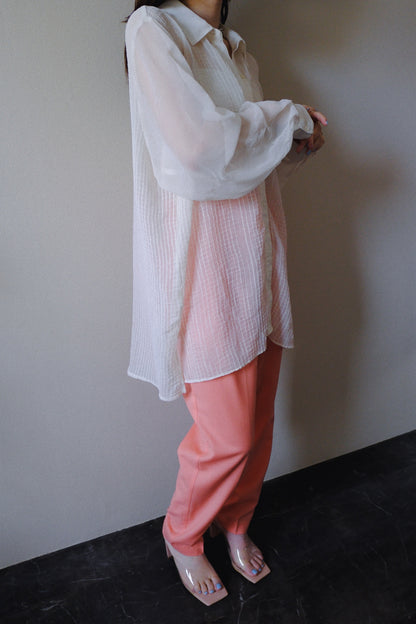 big pattern sheer shirt