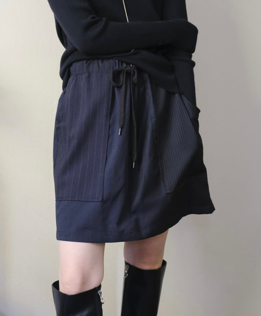 〈remake〉wool patch work mini skirt