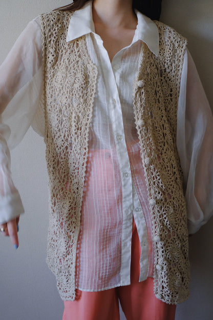 crochet long vest
