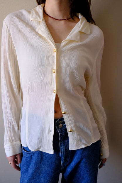 Gold button sheer blouse