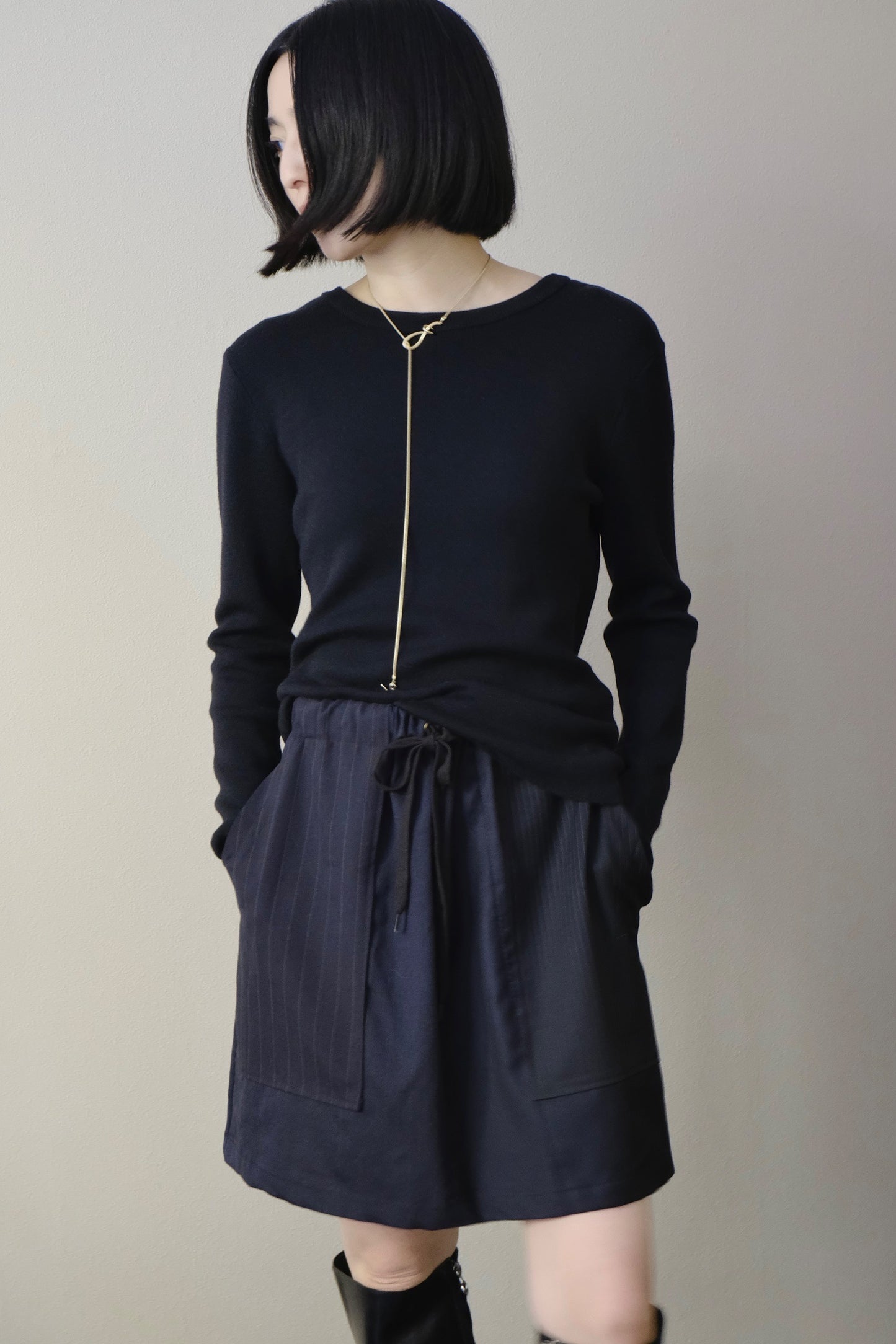 〈remake〉wool patch work mini skirt