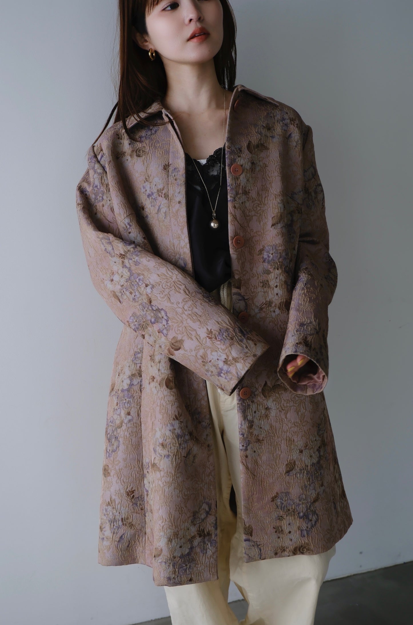 embossed embroidery spring coat
