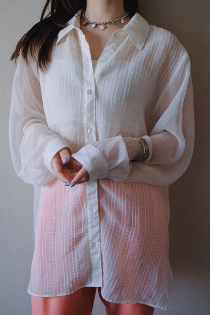 big pattern sheer shirt