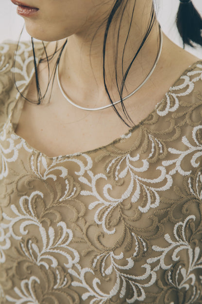 【shimmer 1st item】sleevless lace tops (brown&white) ※予約商品