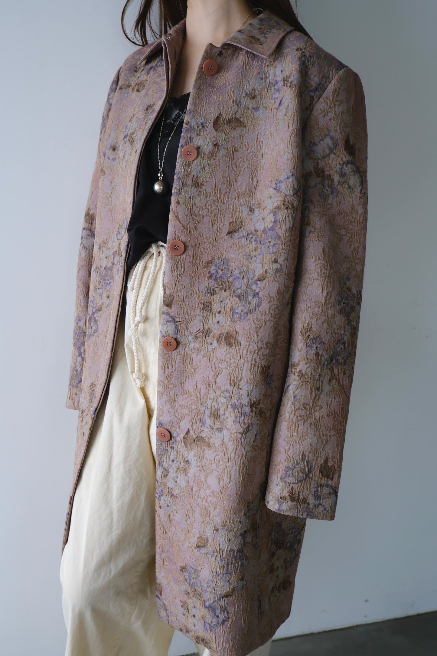 embossed embroidery spring coat