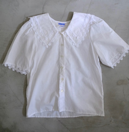 double collar white blouse