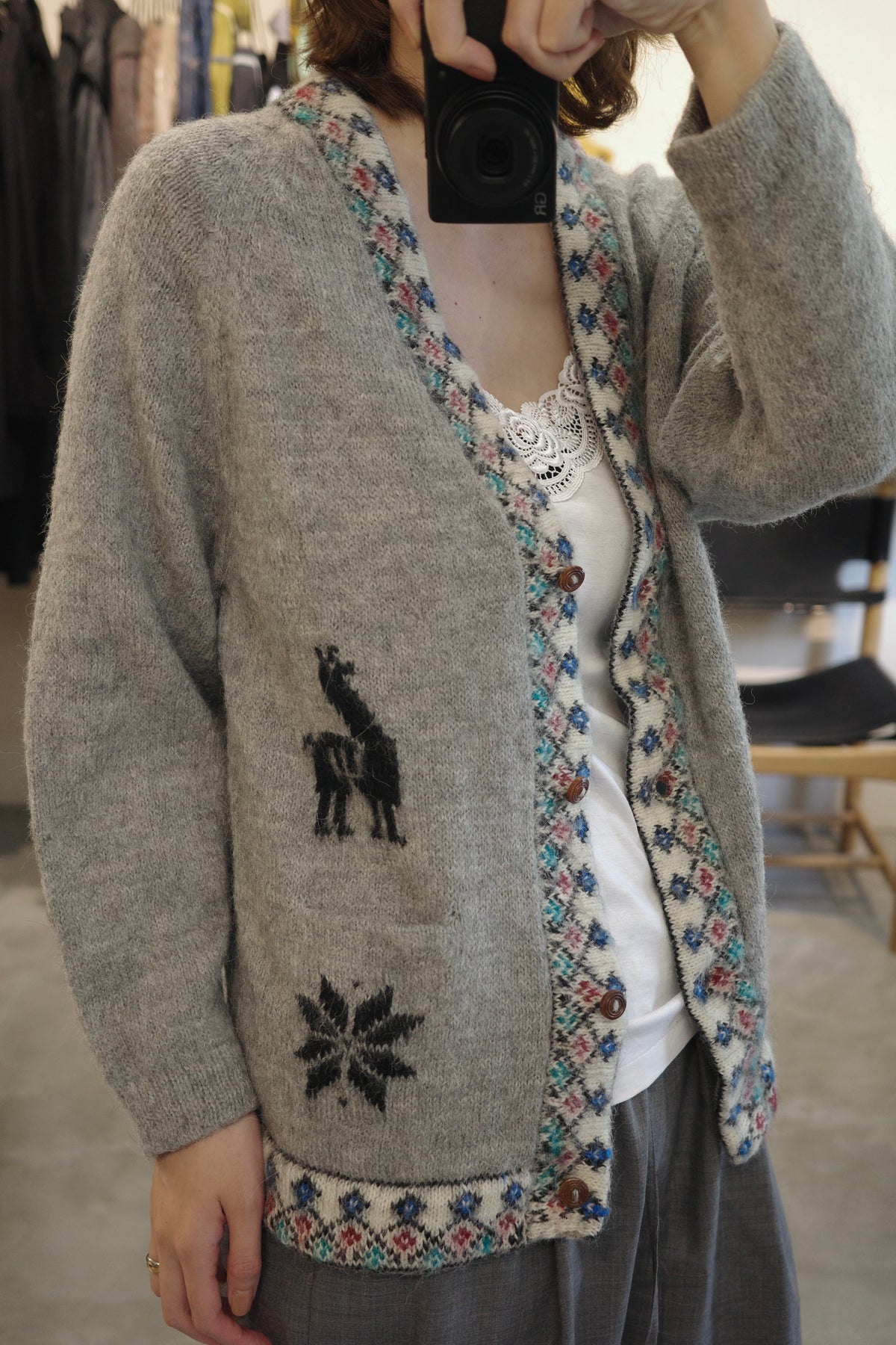 Camel Pattern Knit Cardigan