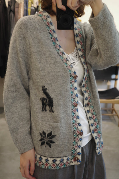 Camel Pattern Knit Cardigan