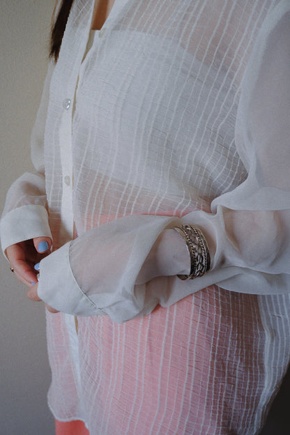 big pattern sheer shirt