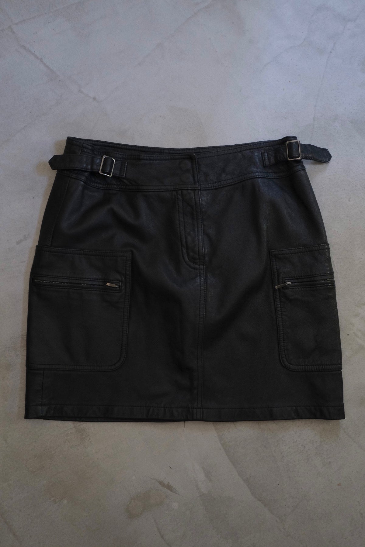 Leather Cargo Mini Skirt