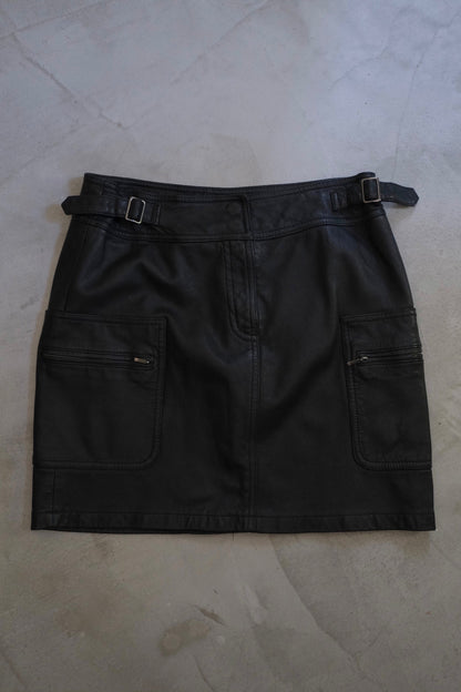 Leather Cargo Mini Skirt