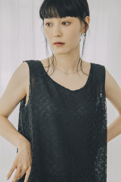 【shimmer 1st item】sleevless lace tops black ※予約商品