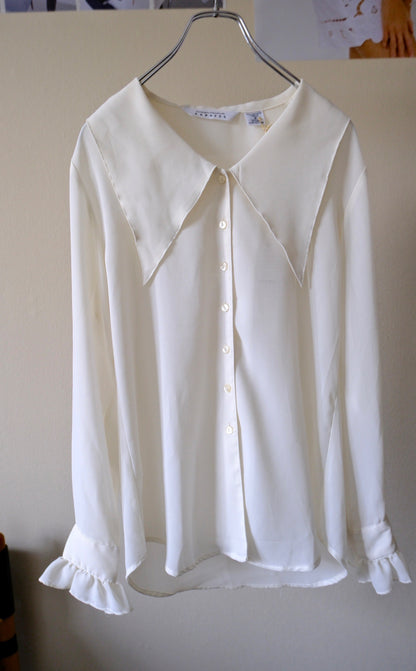 big collar sheer blouse
