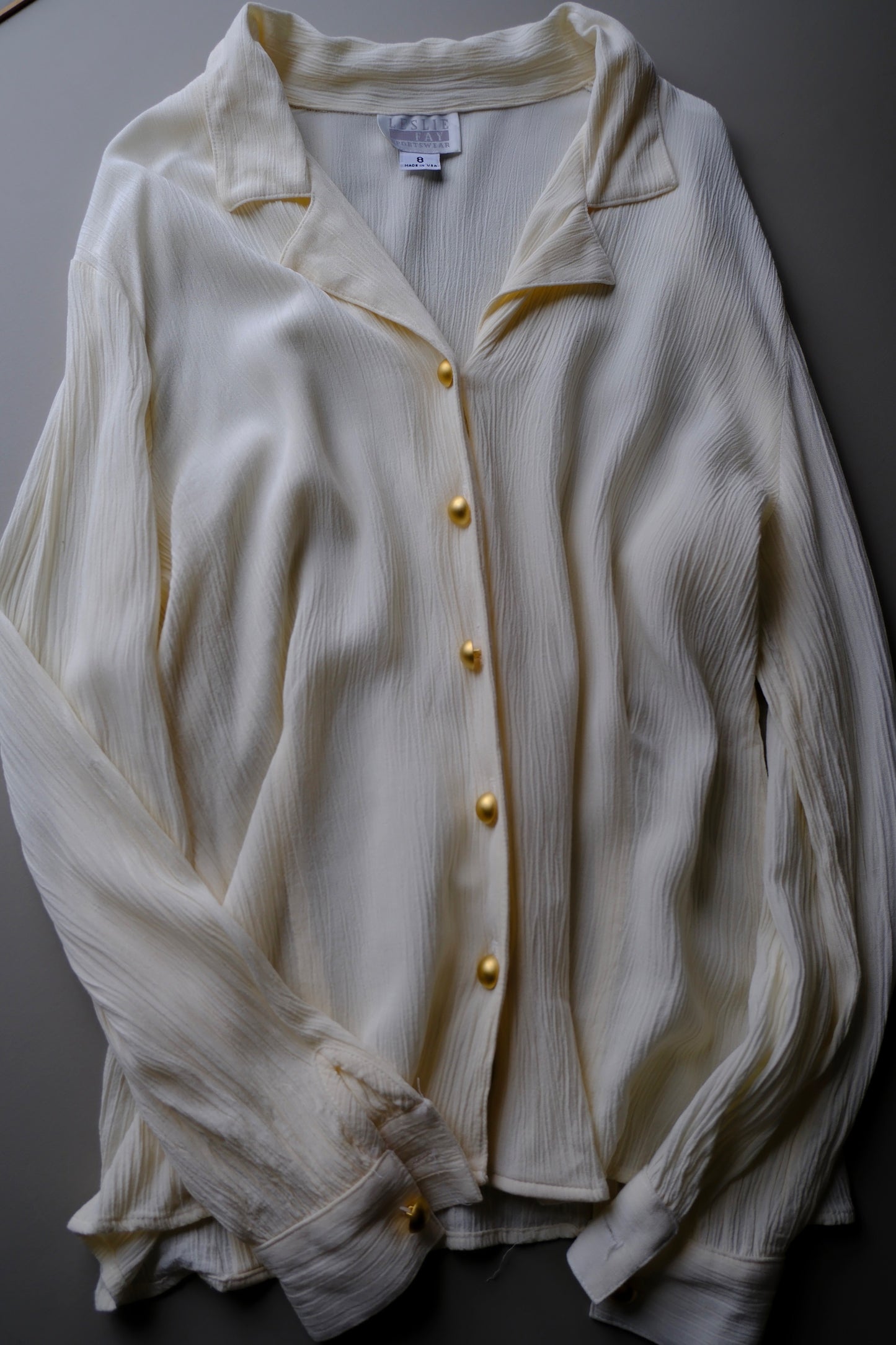 Gold button sheer blouse