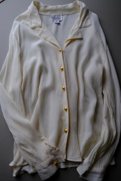 Gold button sheer blouse